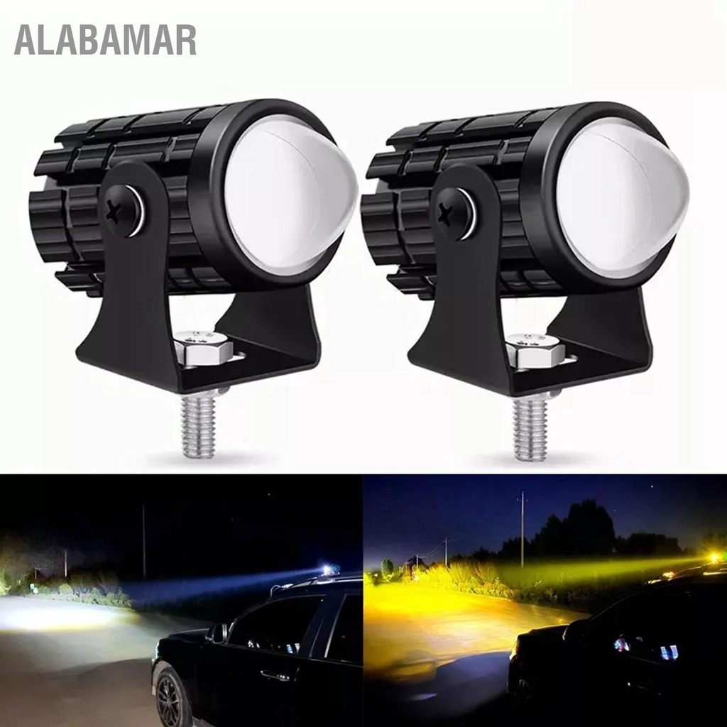 ALABAMAR 2 ชิ้นรถจักรยานยนต์ LED สปอตไลท์พร้อมสวิตช์มือจับลำแสงสูงต่ำสองสีกันน้ำสำหรับรถบรรทุก SUV ATV