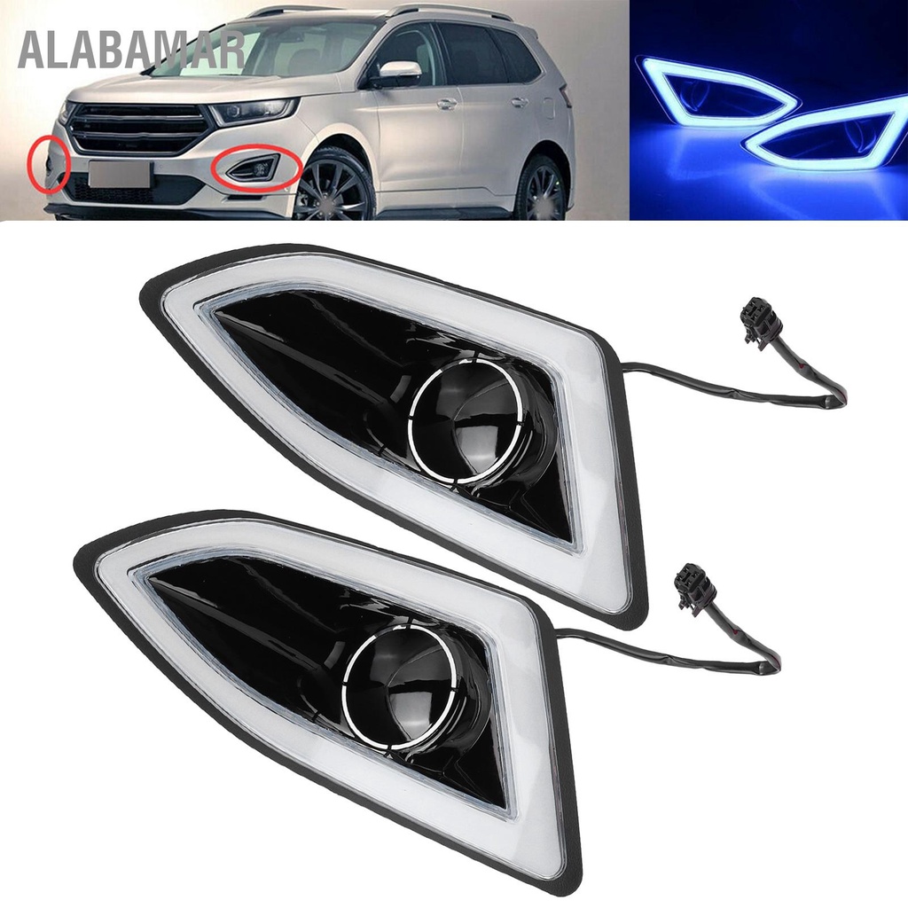 ALABAMAR ไฟตัดหมอก LED คู่หน้าซ้ายขวาเปลี่ยนไฟวิ่งกลางวันสำหรับ Ford Edge 2015-2018