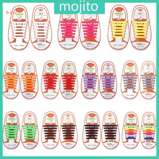 Mojito เชือกผูกรองเท้าซิลิโคน ยืดหยุ่น สีแคนดี้ สําหรับเด็ก 4 1-6 05 ซม. 12 ชิ้น