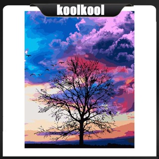 Kool Tree ภาพวาดสีน้ํามันบนผ้าใบ ไร้กรอบ ตามตัวเลข สไตล์โมเดิร์น สําหรับตกแต่งผนังบ้าน DIY