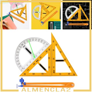 [Almencla2] ไม้บรรทัดดิจิทัล ทรงเรขาคณิต ขนาดใหญ่ สําหรับช่วยสอนคณิตศาสตร์ 4 ชิ้น