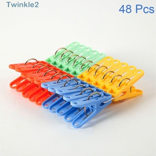 Twinkle คลิปหนีบผ้า พลาสติก ใช้ง่าย สีสันสดใส สําหรับตากผ้า 48 ชิ้น