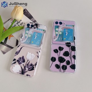 Jusheng เคสโทรศัพท์มือถือ ลายดอกทิวลิป แฟชั่น สําหรับ Samsung Z Flip5