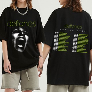 เสื้อยืดแขนสั้นเสื้อทหาร พังก์ร็อควง Deftones  เสื้อยืดทัวร์ผู้ชายวินเทจลําลองผ้าฝ้ายบริสุทธิ์แขนสั้นเสื้อยืดแขนสั้นฮิปฮ