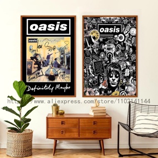 Oasis Band โปสเตอร์ผ้าใบ สไตล์โมเดิร์น สําหรับตกแต่งผนังห้องนอน ครอบครัว