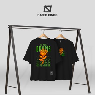 NO MORE DRAMA | Oversized Street wear | RATED CINCO | Graphic Unisex T-shirt Korean Fashion._01