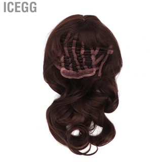 Icegg Long Curly Hair Wig  Prevent Fall Off Stylish Women Curly Hair Wigs Adjust Buckle Brown Color  for Role Play