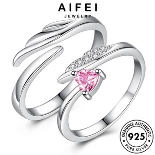 AIFEI JEWELRY Silver เครื่องประดับ มอยส์ซาไนท์ไดมอนด์ 925 ต้นฉบับ แหวน คู่รัก แฟชั่นปีกนางฟ้า แฟชั่น เงิน เครื่องประดับ แท้ เกาหลี R41