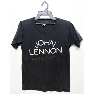 oversize T-shirt เสื้อยืด พิมพ์ลาย VINTAGE 80s JOHN LENNON ROCK ROLL YOU SHOULDA BEEN THE THE BEATLES EOlokk20ECplnl32