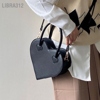 Libra312 กระเป๋าถือ กระเป๋าสะพายไหล่ ทรงหัวใจ สีดํา สไตล์วินเทจ สําหรับผู้หญิง