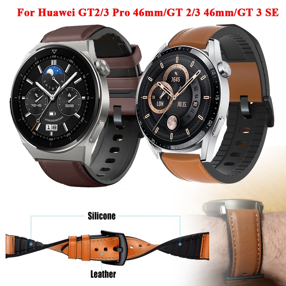 สายนาฬิกาข้อมือสมาร์ทวอทช์ สายหนัง ซิลิโคน 22 มม. แบบเปลี่ยน สําหรับ Huawei Watch GT3 GT 3 Pro 46 มม. SE GT2 Pro 46 มม.