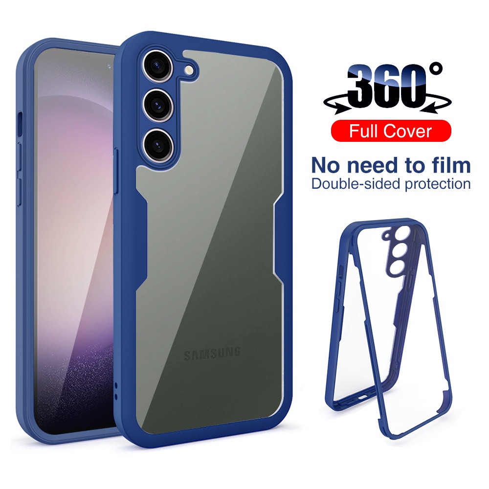เคสโทรศัพท์มือถือ ป้องกัน 360 องศา สองด้าน กันกระแทก สําหรับ Samsung Galaxy S23 S22 S21 Ultra S23+ S