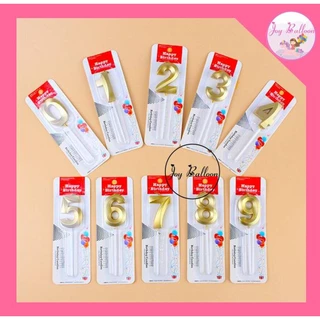 เทียนตัวเลข 0-9 สีทอง ขนาดสูง 4.8 cm เทียนวันเกิด เทียน Happy Birthday เทียนปักเค้ก (ส่งเร็วจากกรุงเทพ) เทียนอายุ