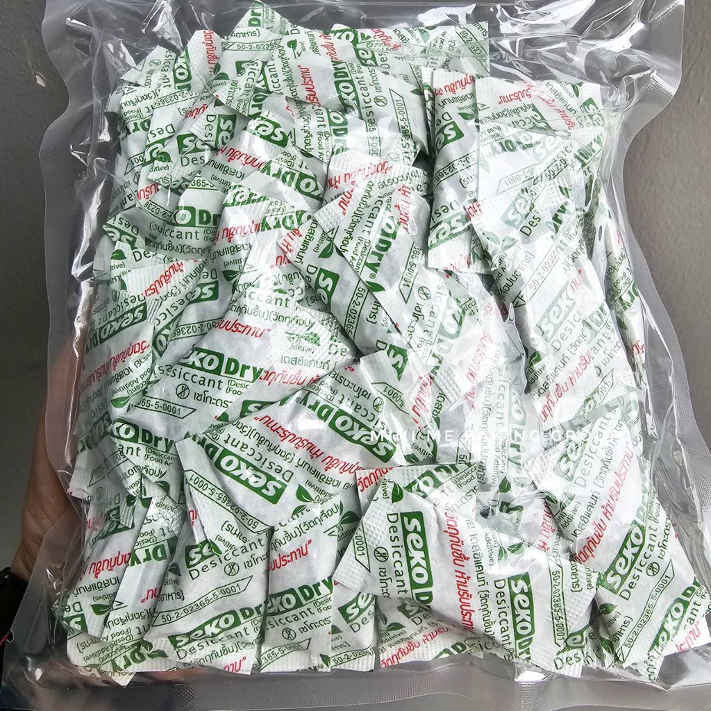 ซองกันชื้น 2 กรัม (100 ชิ้น) / 5 กรัม (50 ชิ้น)Food grade สัมผัสอาหารได้โดยตรง ปลอดภัย ย่อยสลายได้ง่าย SEKO