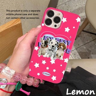 [Lemon] เคสโทรศัพท์มือถือ ลายสุนัขน่ารัก สีแดงกุหลาบแวววาว สําหรับ iPhone 14 14pro 14promax 14plus 13 13pro 13promax 7 8 7plus 8plus 11 12 X XS XR XSMAX 11pro 12pro 111promax 12promax