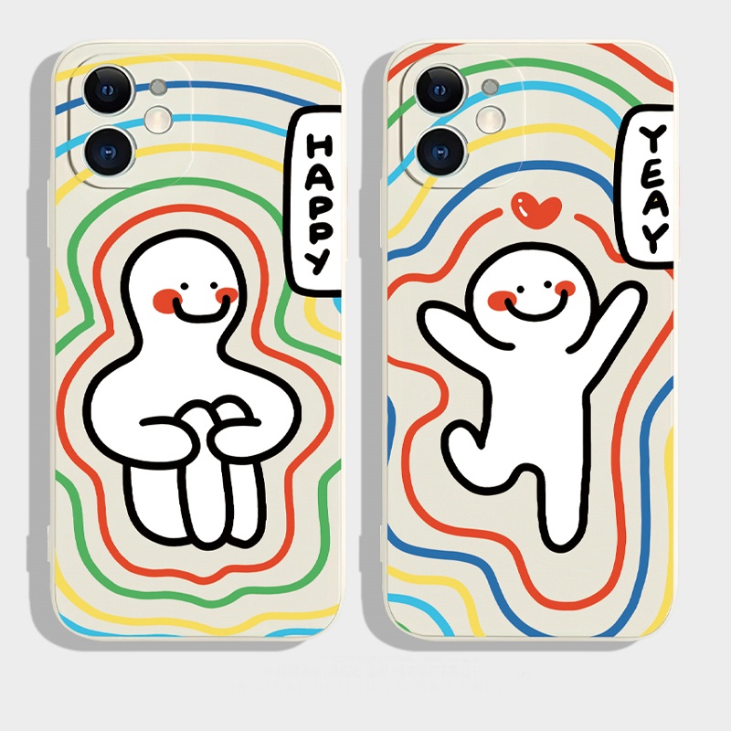 Soft Casing OPPO Reno 10 8T 8 7 6 5 4 3 2 Pro 8z 7z 6z 5z 5f 4f 4Z 2Z 2F Reno8 Reno7 Z Reno4 Reno5 F Reno6 4G 5G Cute Cartoon Phone Case Fine Hole Colorful line happy fun Couple Straight edge Tpu Shockproof Back Cover MDD 41