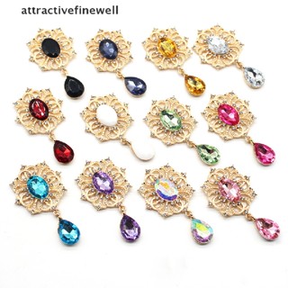 [attractivefinewell] เข็มกลัดอัลลอย ประดับพลอยเทียม สีทอง แวววาว 28*49 มม. DIY สําหรับตกแต่งเสื้อผ้า แก้วไวน์ TIV