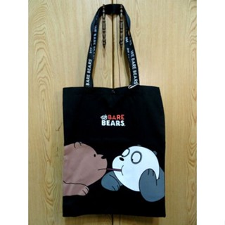 ใหม่ กระเป๋าช้อปปิ้ง ผ้าแคนวาส ลาย We Bare Bears ใช้ซ้ําได้ ขนาดกลาง ECO (A8) DV0M