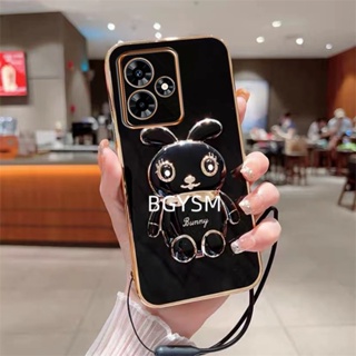 ใหม่ พร้อมส่ง เคสโทรศัพท์มือถือ กันกระแทก ลายการ์ตูนกระต่ายน่ารัก พร้อมขาตั้ง พับได้ สําหรับ Realme C51 NFC C53