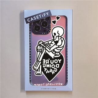 Casetify X เคสโทรศัพท์มือถือ PC TPU แข็ง ลายกะโหลกศีรษะ สําหรับ IPhone 14 Pro MAX 14 Plus 13 Pro MAX 12 Pro MAX 11 Pro MAX XS MAX XR X