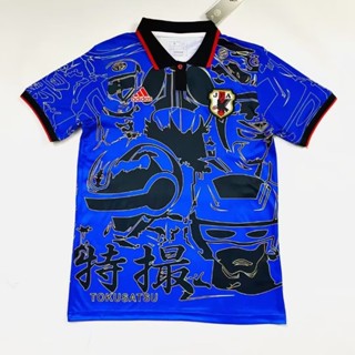 เสื้อกีฬาแขนสั้น ลายทีมชาติฟุตบอล Superman Thai 23-24 Japan Masked S-XXL ชุดเยือน สําหรับผู้ชาย