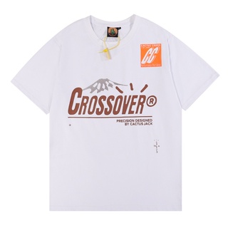 【Hot】Ready Stock Travis Scott สินค้าใหม่ Cactus Jack Cross over X🏔️ แขนสั้น คู่รัก streetwear เสื้อยืดแฟชั่น เสื้อยืดฤด