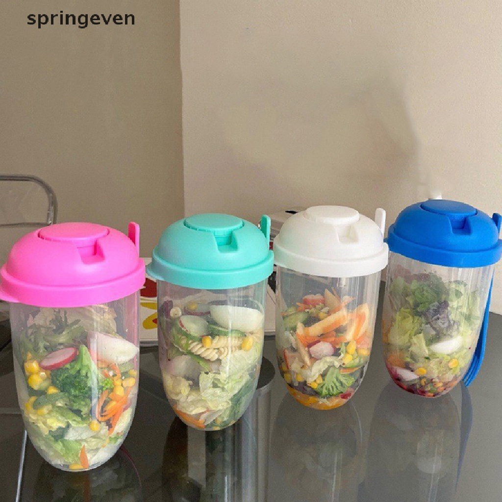 [springeven] ชุดถ้วยอาหารเช้าข้าวโอ๊ตธัญพืชสลัดโยเกิร์ตพร้อมส้อม
