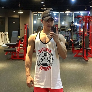 Muscle Brothers American Fitness Vest I-Shaped Mens Summer Thin Strap Trendy Sports Backless Training Sleeveless Vest PLrd