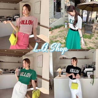 L.A Shop พร้อมส่ง เสื้อไหมพรมแขนสั้น คอกลม ดีเทลลายตัวอักษรเก๋ไม่ซ้ำใคร "M2005" -C