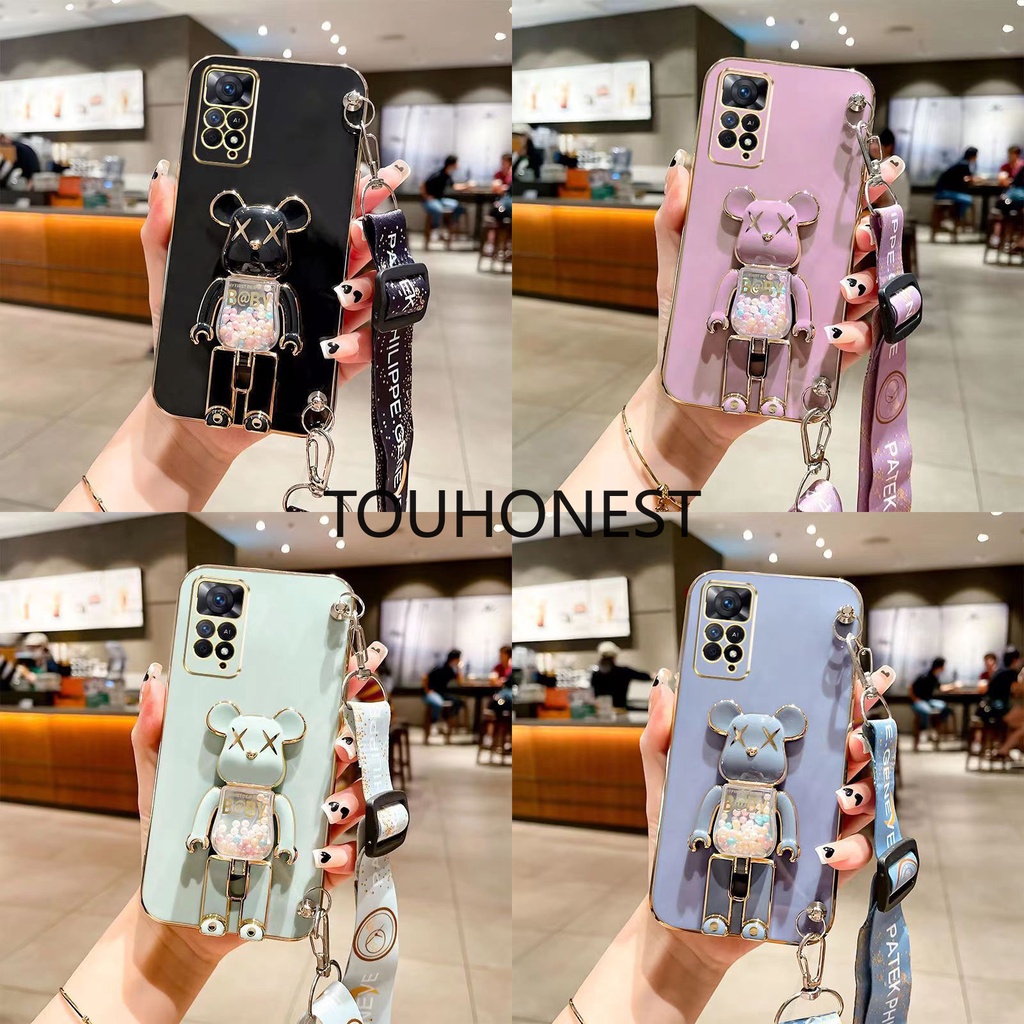 เคส Xiaomi Redmi Note 11 Pro เคส Redmi Note 11S Note 10S เคส Redmi Note 9S Note 10 Pro Case Redmi Note 8 Pro Case Redmi Note 9 Pro 10X Case Silicone Anime Cute Kaws Bear Stand Cartoon Wrist Band Phone Cover Cassing Cases Case TS โทรศัพท์มือถือ