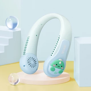 พร้อมส่ง!!พัดลมคล้องคอลายการ์ตูน พัดลมพกพา พัดลมห้อยคอ ไม่ต้องถือ 1200m พัดลมระบายความร้อน ชาร์จUSB ปรับลมได้ 3 ระดับ