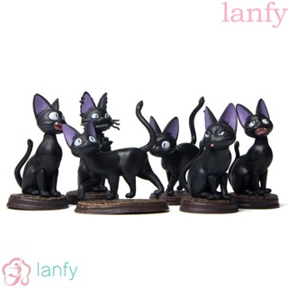 Lanfy โมเดลฟิกเกอร์ Pvc รูปการ์ตูนอนิเมะแมว Kiki Kiki สีดํา สําหรับตกแต่งโต๊ะ