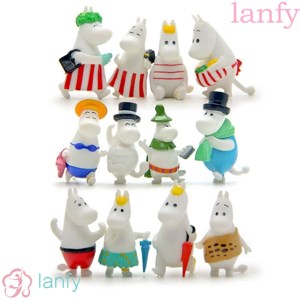 Lanfy โมเดลฟิกเกอร์ PVC รูปครอบครัวฮิปโป ขนาด 4 ซม. สําหรับตกแต่งคริสต์มาส