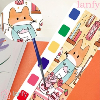 Lanfy Gouache สมุดวาดภาพระบายสีน้ํา แบบพกพา พร้อมแปรง สําหรับโรงเรียน