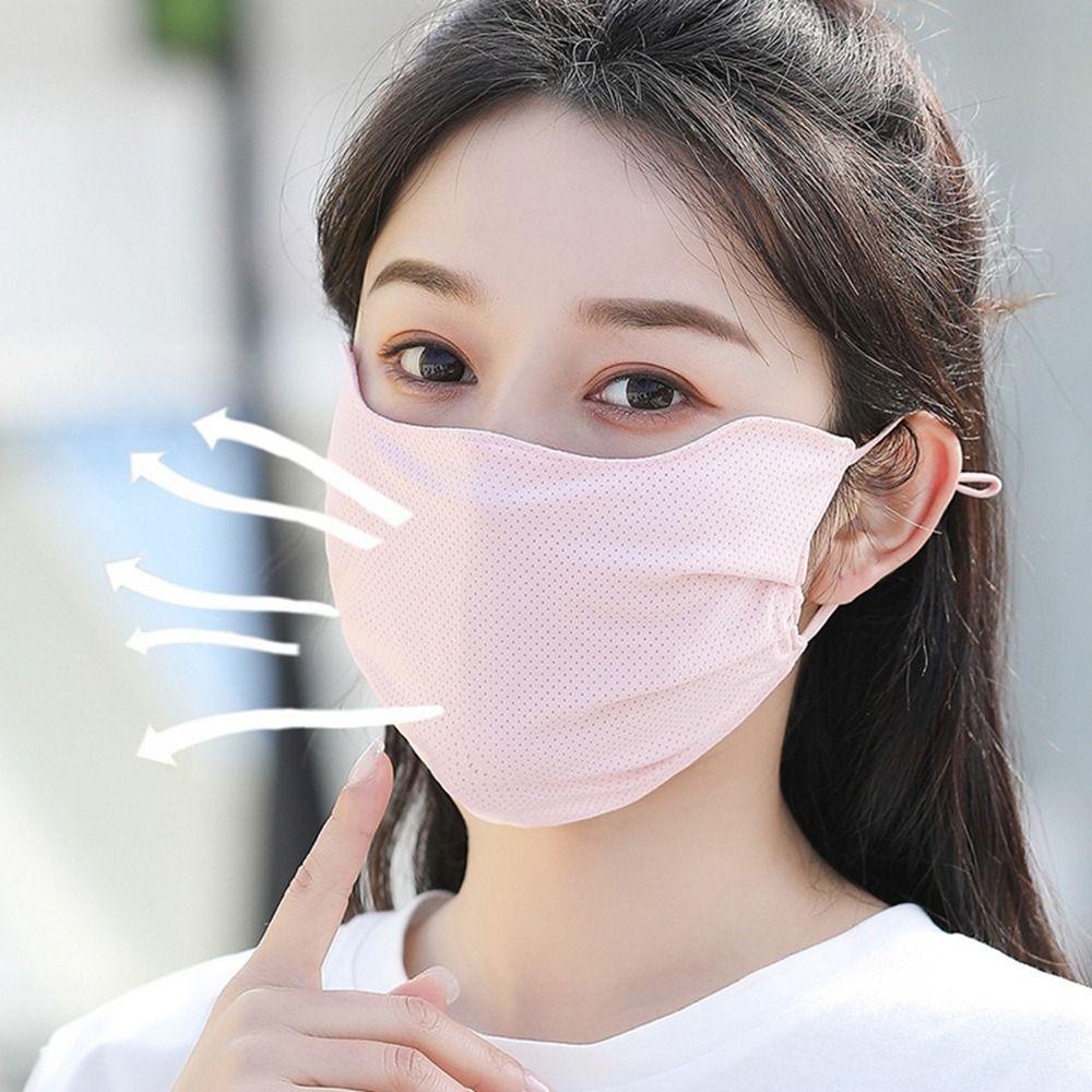 Somedayzl หน้ากากผ้าเรยอน ตกปลา กีฬา ขี่รถ ตาข่าย ป้องกันแสงแดด ฤดูร้อน สีพื้น สําหรับผู้หญิง สําหรับเด็กผู้หญิง หน้ากากกันแดด
