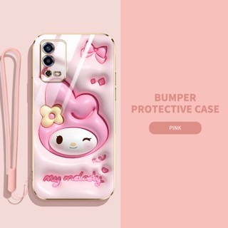 เคสโทรศัพท์มือถือ ซิลิโคนนิ่ม TPU ลายการ์ตูนกระต่าย ไดโนเสาร์ 3D พร้อมสายคล้อง สําหรับ OPPO A55 4G 5G