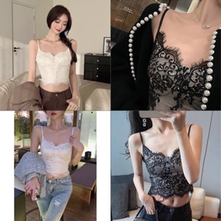 HotBra เสื้อครอป เสื้อสายเดี่ยว ผ้าลูกไม้   CC 2310