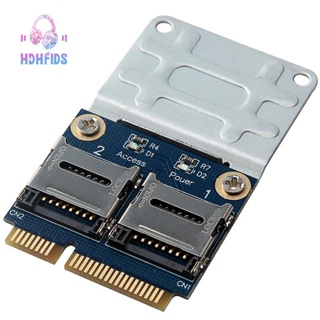 อะแดปเตอร์การ์ดรีดเดอร์ 2 SSD HDD Dual Micro- SD SDHC SDXC TF เป็น Mini PCIe MPCIe เป็น 2 Mini-Sdcards Mini Pci-E