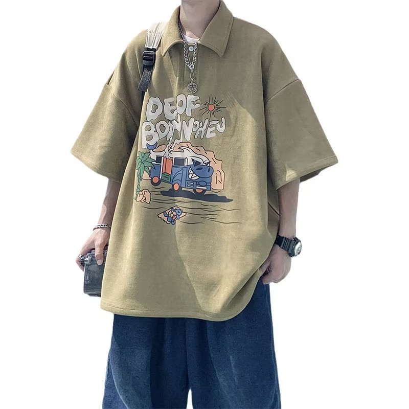 เสื้อโปโล แขนห้าส่วน พิมพ์ลาย เข้ากับทุกการแต่งกาย แบบเรียบง่าย แฟชั่นฤดูร้อน สําหรับผู้ชาย