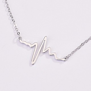 Rovski พร้อมส่ง สร้อยคอสั้น จี้รูปหัวใจ ECG แฟชั่นสไตล์เกาหลี