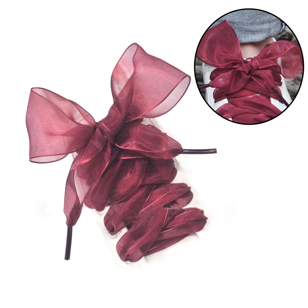 เชือกผูกรองเท้าผ้าใบ ริบบิ้น ผูกโบว์ สีพื้น อเนกประสงค์ 1 คู่