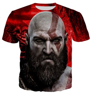 เสื้อยืดแขนสั้น พิมพ์ลาย God of War 3 มิติ ขนาดใหญ่ สไตล์ฮิปฮอป แฟชั่นสําหรับผู้ชาย