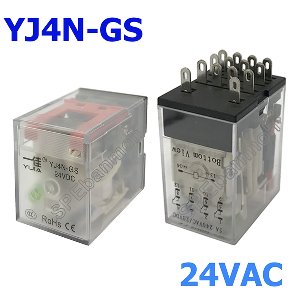 [ 1 ชิ้น ] YJ4N-GS-24AC รีเลย์ Relay YJ4N-GS (MY4N) รีเลย์อุตสาหกรรม 14ขา 14Pin Coil Voltage 24VAC 5