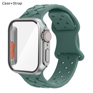 เคสกระจกนิรภัย และสายนาฬิกาข้อมือซิลิโคน สําหรับ Apple Watch Change To Ultra 49 มม. 44 45 มม. 40 41 IWatch Series 3 4 5 6 Se 7 8 38 42 มม.