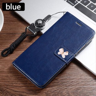 เคสฝาพับ ล็อค Xiaomi Redmi Note9 Pro Max Note10S Note9S Note10 5G Note8 เคสโทรศัพท์ Butterfly Leather Wallet Card Leather Holster ซองหนังสีทึบ ฝาพับแม่เหล็ก ซองหนัง มีเชือกคล้อง