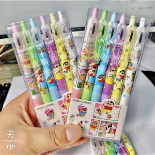 ปากกาเจล ลายการ์ตูนชินจัง สีดํา สําหรับนักเรียน จํานวน 6 ชิ้น 0.5 ชิ้น