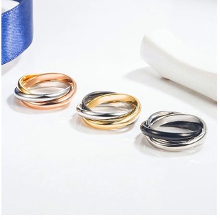 แหวนทองคําขาว 18K สีโรสโกลด์ สามสี สไตล์คลาสสิก