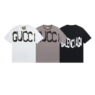 ❤❀ [พร้อมส่ง] ❤ Gu-c---------C Balenci-a-------G เสื้อยืดแขนสั้น ผ้าฝ้าย พิมพ์ลาย สไตล์วินเทจ พรีเมี่ยม แฟชั่นคู่รัก สําหรับชาย และหญิง