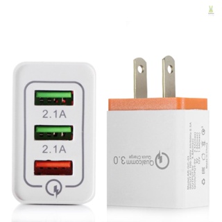 Flt อะแดปเตอร์ชาร์จ USB QC3.0 3 พอร์ต ปลั๊ก US EU ชาร์จไว แบบพกพา สําหรับสมาร์ทโฟน แท็บเล็ต