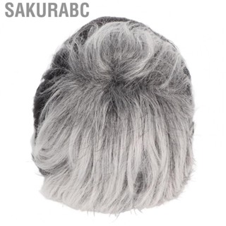 Sakurabc Short Wig  Heat Resistant Stylish Grey Layered Male Wig Natural  for Party